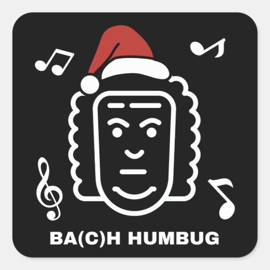 BACH おもしろ クラシック 音楽 作曲家 クリスマス パン スクエアシール (正面)