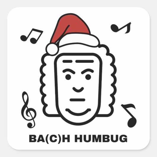 BACH おもしろ クラシック 音楽 作曲家 クリスマス パン スクエアシール (正面)
