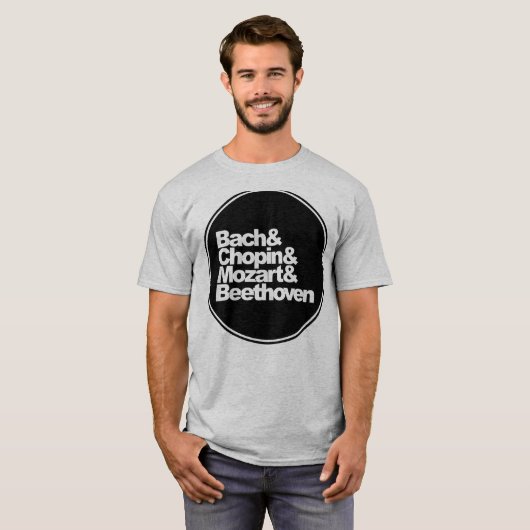 Bach and Chopin and Mozart and Beethoven Tシャツ (正面フル)