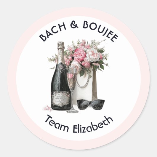 Bach & Boujee Team Bride Chic Bachelorette ラウンドシール (正面)