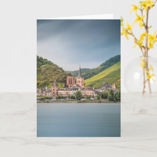 Bacharach am Rhein – ドイツ カード (黄色い花)