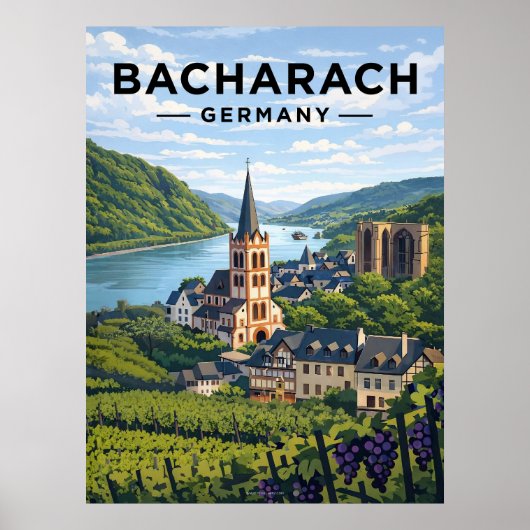 Bacharach Germany Vintage Travel ポスター (正面)