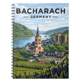 Bacharach Germany Vintage Travel Art ノートブック