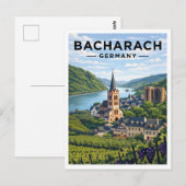 Bacharach Germany Vintage Travel Art Postcard ポストカード (正面/裏面)