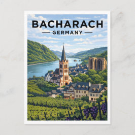 Bacharach Germany Vintage Travel Art Postcard ポストカード