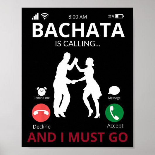 Bachataが呼び出している – ドミニカ共和国のダンス ポスター (正面)