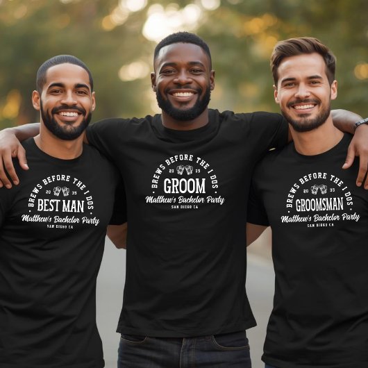 Bachelor Party Brews Before I Dos Beer Best Man Tシャツ