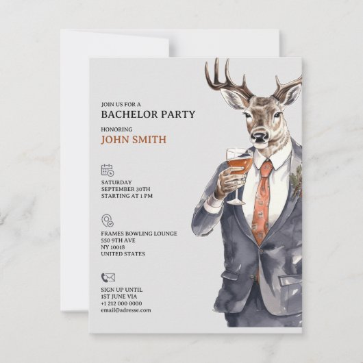 Bachelor Party Invitation Men Template 案内状 (正面)