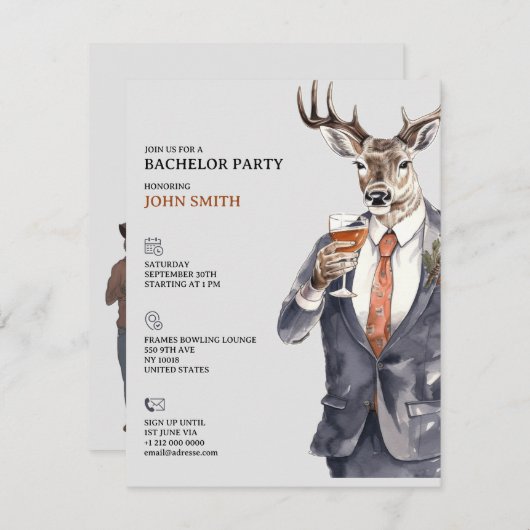 Bachelor Party Invitation Men Template 案内状 (正面/裏面)