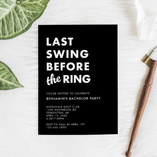 Bachelor Party Last Swing Before the Ring Minimal 招待状