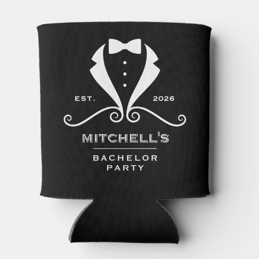 Bachelor Party Tuxedo Suit Bowtie Black Wedding 缶クーラー (裏面)