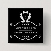 Bachelor Party Tuxedo Suit Bowtie Black & White 缶バッジ (正面)