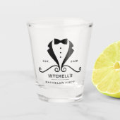 Bachelor Party Tuxedo Suit Bowtie Groom Wedding ショットグラス (正面)