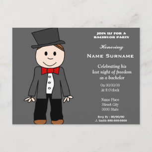 bacheloretのパーティー、雄鹿パーティー、新郎のシャワー…. インビテーションポストカード