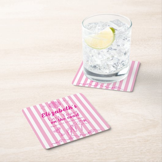 Bachelorette Beach Party Last Toast On the Coast スクエアペーパーコースター (インサイチュ)