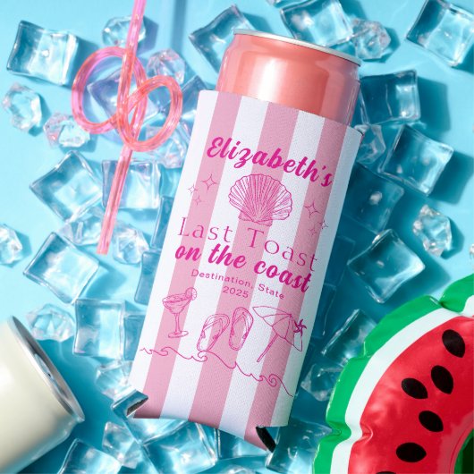 Bachelorette Beach Party Last Toast On the Coast スリム缶クーラー (インサイチュ 夏)