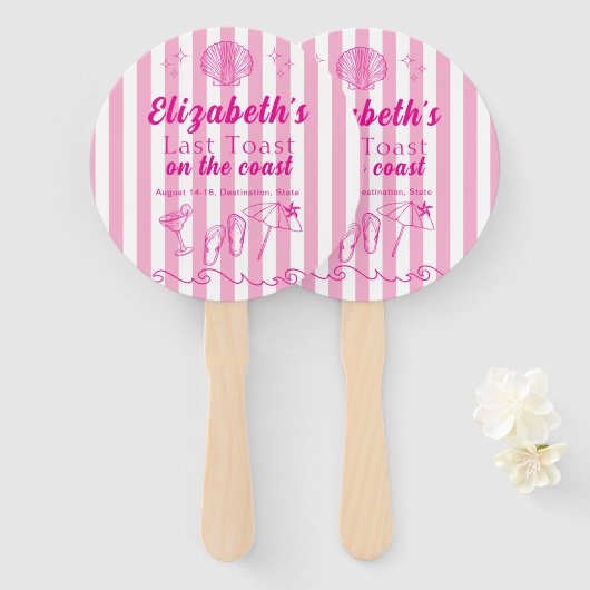 Bachelorette Beach Party Last Toast On the Coast ハンドファン (正面&裏面)