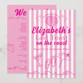 Bachelorette Beach Party Last Toast On the Coast 招待状 (正面/裏面)