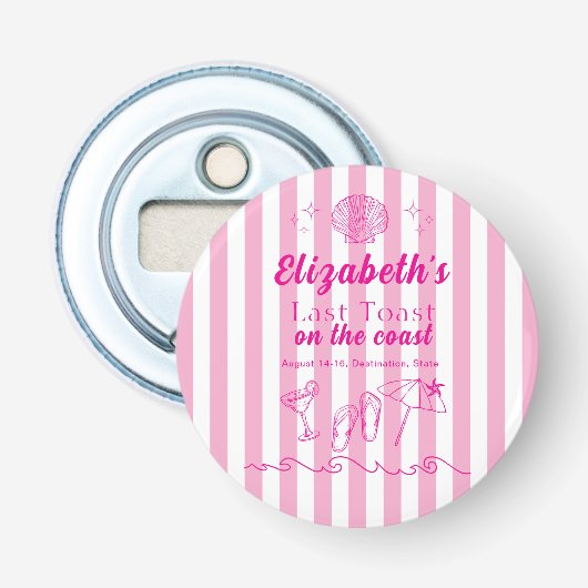 Bachelorette Beach Party Last Toast On the Coast 栓抜き (正面)