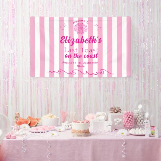 Bachelorette Beach Party Last Toast On the Coast 横断幕 (パーティー)