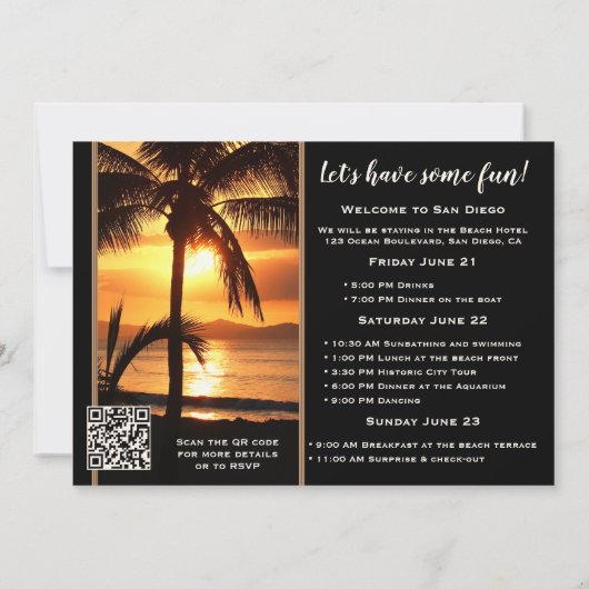 Bachelorette Beach Weekend Itinerary  招待状 (裏面)