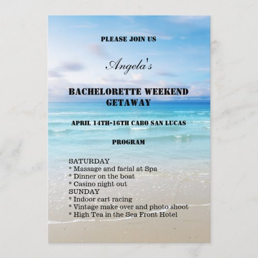 Bachelorette Beach Weekend Template Invitation プログラム (正面)