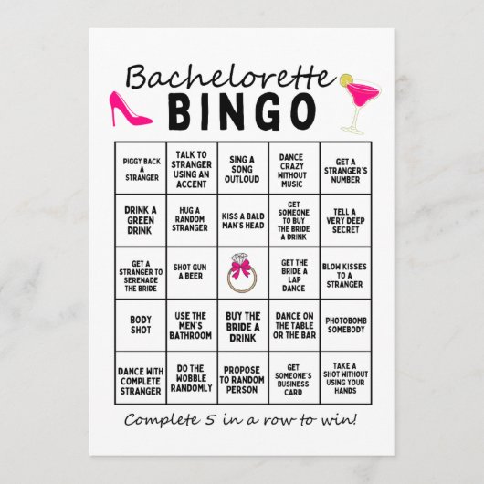 Bachelorette Bingo プログラム (正面)