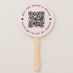 Bachelorette Buy The Bride A Drink | QR Code Pink ハンドファン<br><div class="desc">A simple custom blush pink "Buy the Bride a Drink" Bachelorette Party QR code round hand fan in a modern minimalist style with a cute heart detail. The template can be easily updated with your QR code and custom text, eg. scan QR to pay by Venmo. #bachelorette #buythebrideadrink #QRcode #handfan...</div>