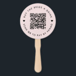 Bachelorette Buy The Bride A Drink | QR Code Pink ハンドファン<br><div class="desc">A simple custom blush pink "Buy the Bride a Drink" Bachelorette Party QR code round hand fan in a modern minimalist style with a cute heart detail. The template can be easily updated with your QR code and custom text, eg. scan QR to pay by Venmo. #bachelorette #buythebrideadrink #QRcode #handfan...</div>