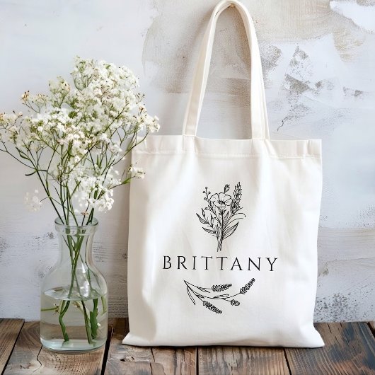 Bachelorette | Custom Name Rustic Floral Wedding トートバッグ