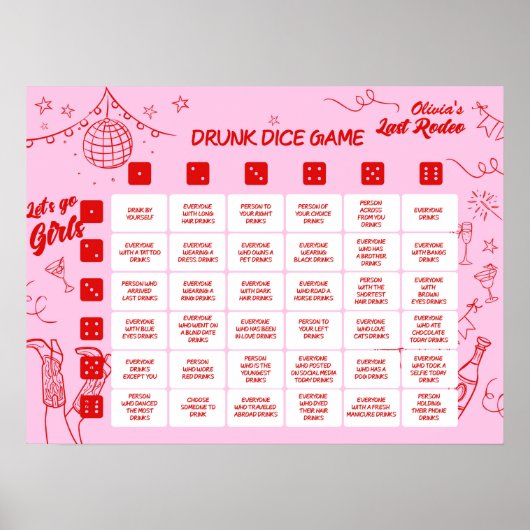 Bachelorette Dice Drinking Game ポスター (正面)
