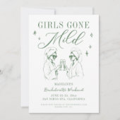 Bachelorette Girls Gone Mild サージブルー アイテナリー 招待状 (正面)