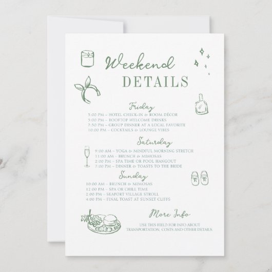 Bachelorette Girls Gone Mild Drawn Script Green 招待状 (裏面)