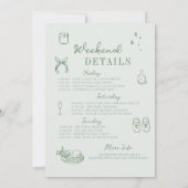 Bachelorette Girls Gone Mild Sage Green Itinerary 招待状 (裏面)