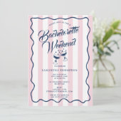 Bachelorette Itinerary Bach Weekend Cocktail Pink 招待状 (スタンド正面)