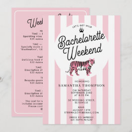 Bachelorette Itinerary Bach Weekend Retro Leopard 招待状