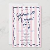 Bachelorette Itinerary Bach Weekend Wine Pink 招待状 (正面)