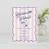 Bachelorette Itinerary Bach Weekend Wine Pink 招待状 (スタンド正面)