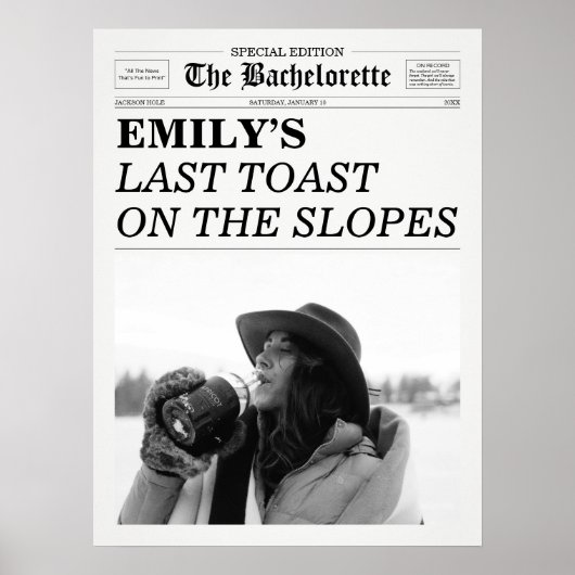 Bachelorette Newspaper Last Toast On The Slopes ポスター (正面)