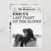 Bachelorette Newspaper Last Toast On The Slopes  招待状 (正面/裏面)