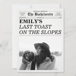 Bachelorette Newspaper Last Toast On The Slopes  招待状