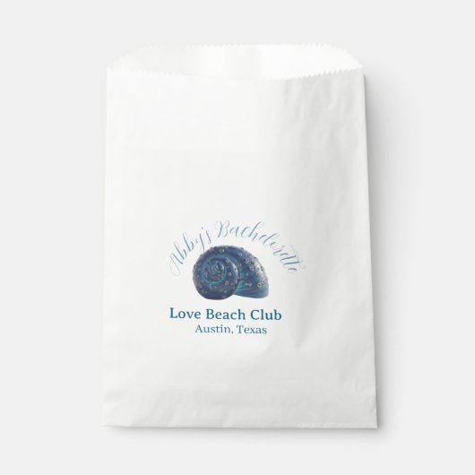 Bachelorette party beach club blue sea shell name  フェイバーバッグ (正面)