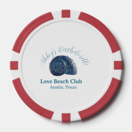 Bachelorette party beach club blue sea shell name  ポーカーチップ