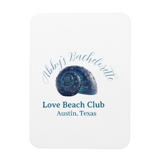 Bachelorette party beach club blue sea shell name  マグネット (縦)