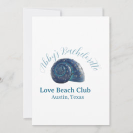 Bachelorette party beach club blue sea shell name  招待状