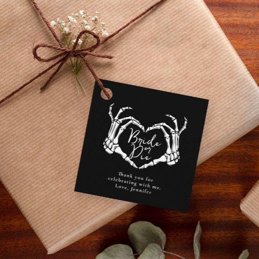 Bachelorette Party Black Gothic Heart Thank You フェイバータグ