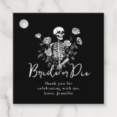 Bachelorette Party Black Skeleton Floral Thank You フェイバータグ (正面)
