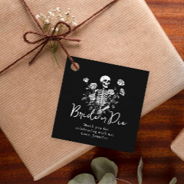 Bachelorette Party Black Skeleton Floral Thank You フェイバータグ