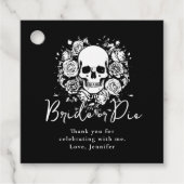 Bachelorette Party Black Skull Floral Thank You フェイバータグ (正面)