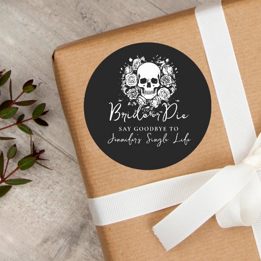 Bachelorette Party Bride or Die Skull Floral ラウンドシール